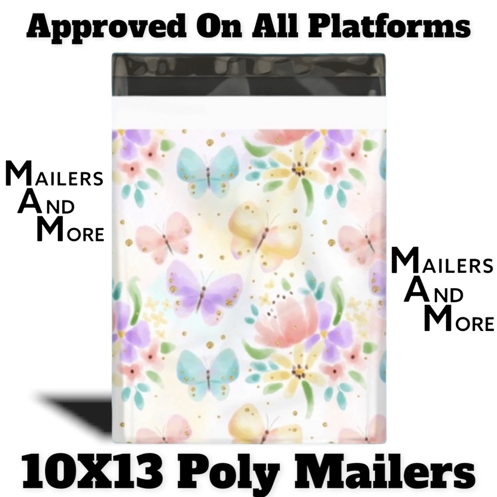 ( LAST 1 ) 50 10X13 Watercolor Butterfly Poly Mailers Bags CLEARANCE - Picture 2 of 5